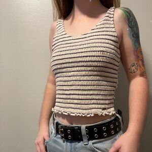 Multicolored striped crop top tank